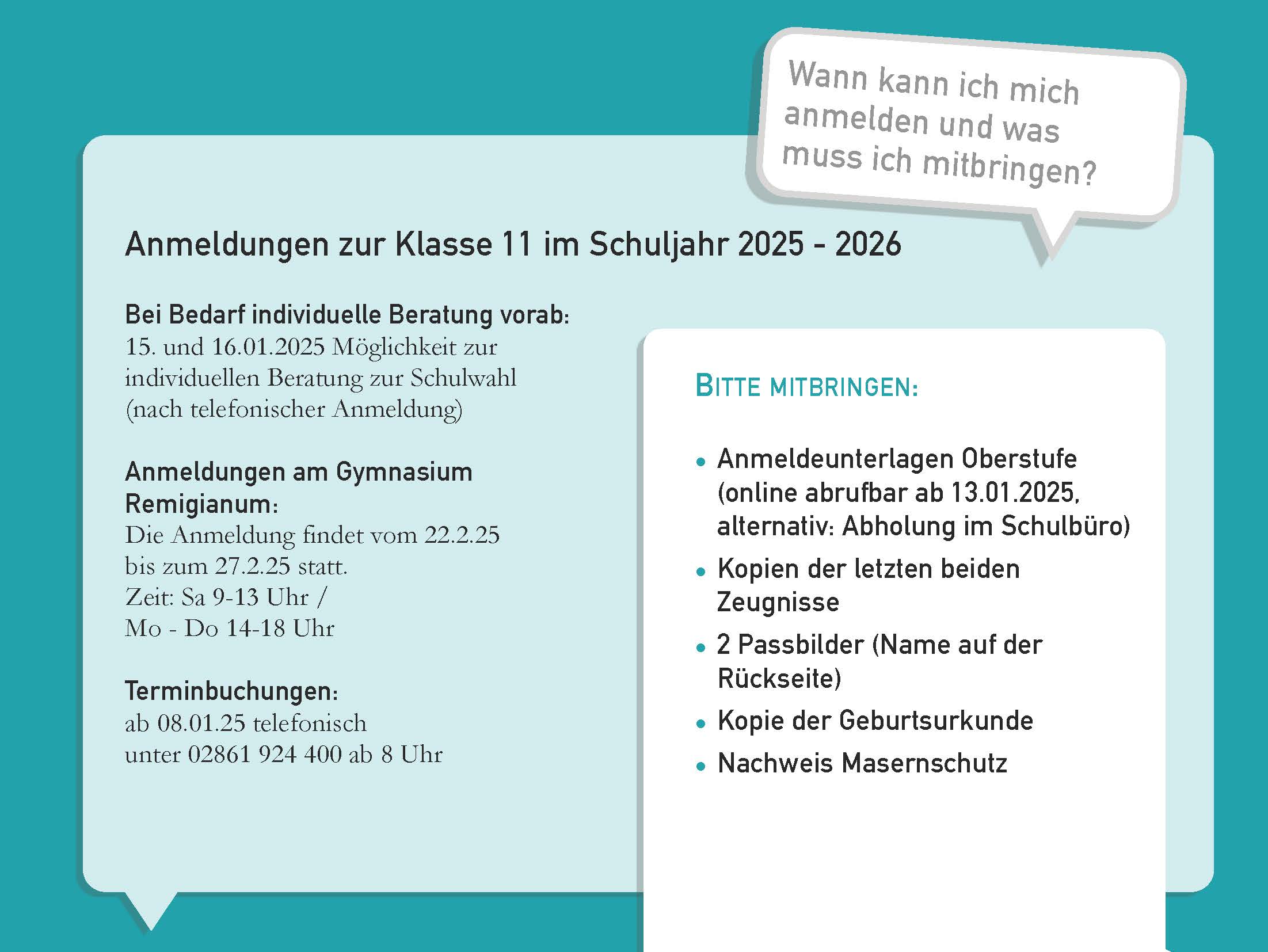 Anmeldung Oberstufe 1